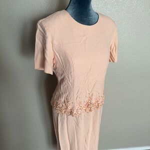 R&M Richard’s by Karen Kwong Vintage Women’s Peach Pink Dress Size 12